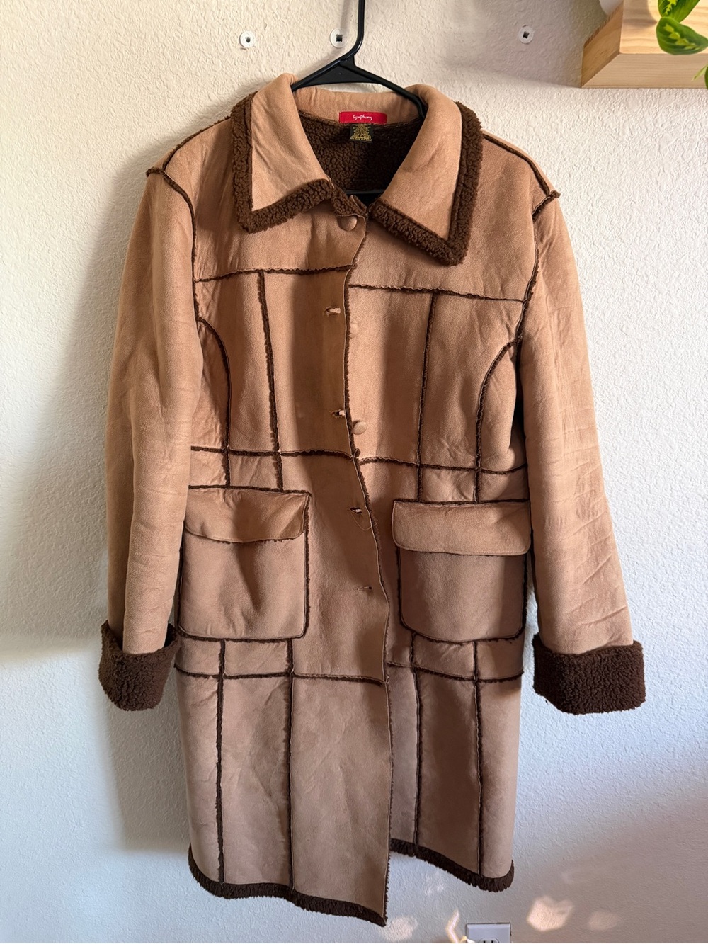 Classic Tan Shearling-Trim Coat - Women
